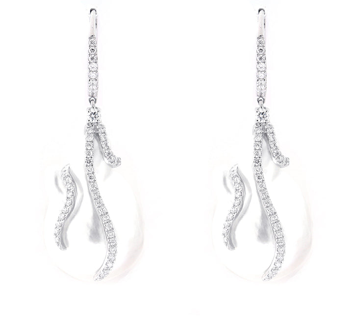 18kt White Gold Diamond and Pearl Earrings