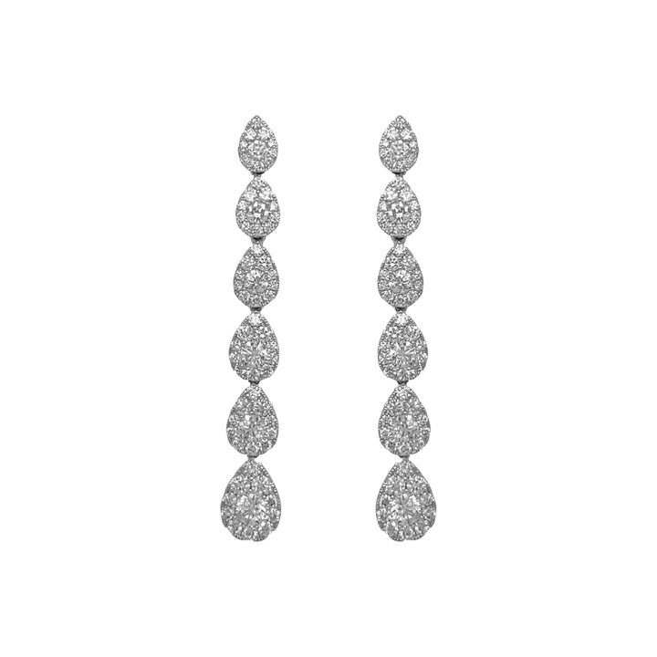 18kt White Gold Diamond Dangling Earrings