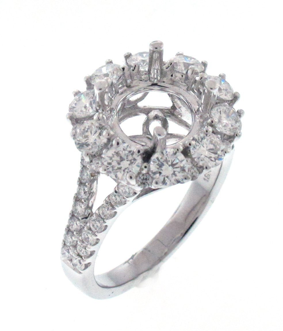 18kt White Gold Diamond Halo Semi Mount