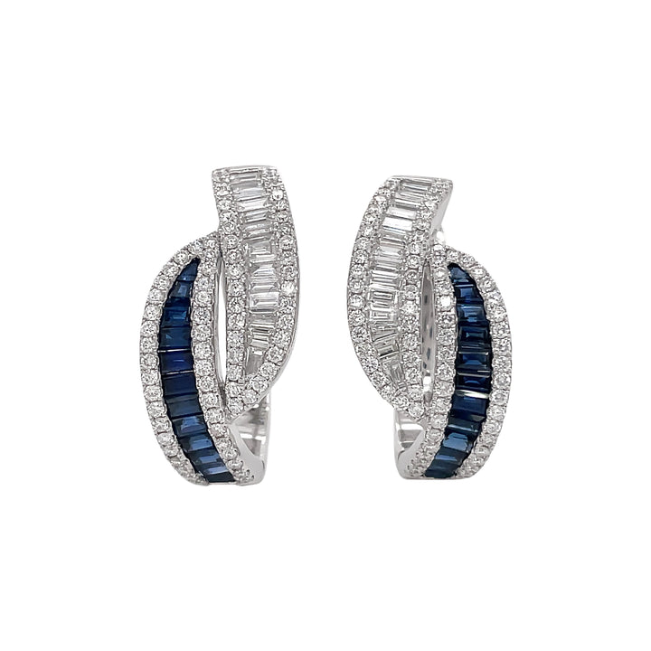 18kt White Gold Diamond and Blue Sapphire Earrings