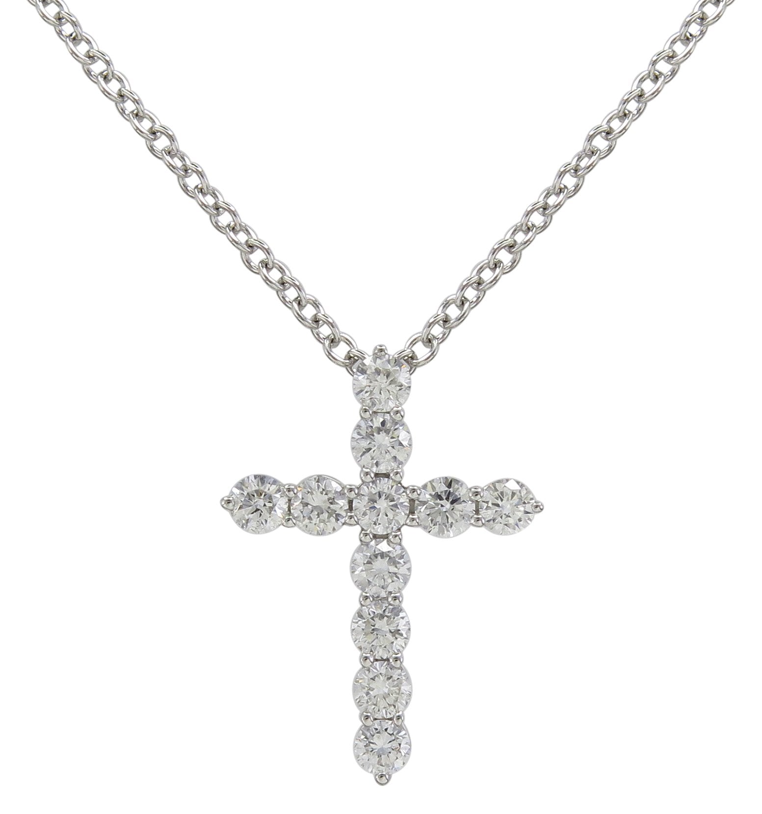 18kt White Gold Diamond Cross Pendant