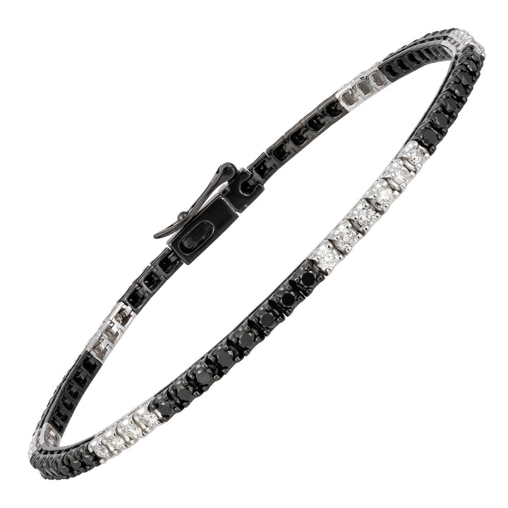 18kt White and Black Gold Diamond and Black Diamond Tennis Bracelet