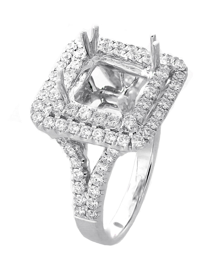 18kt White Gold Diamond Halo Semi Mount