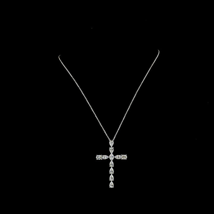 14kt White Gold Lab Diamond Cross Pendant
