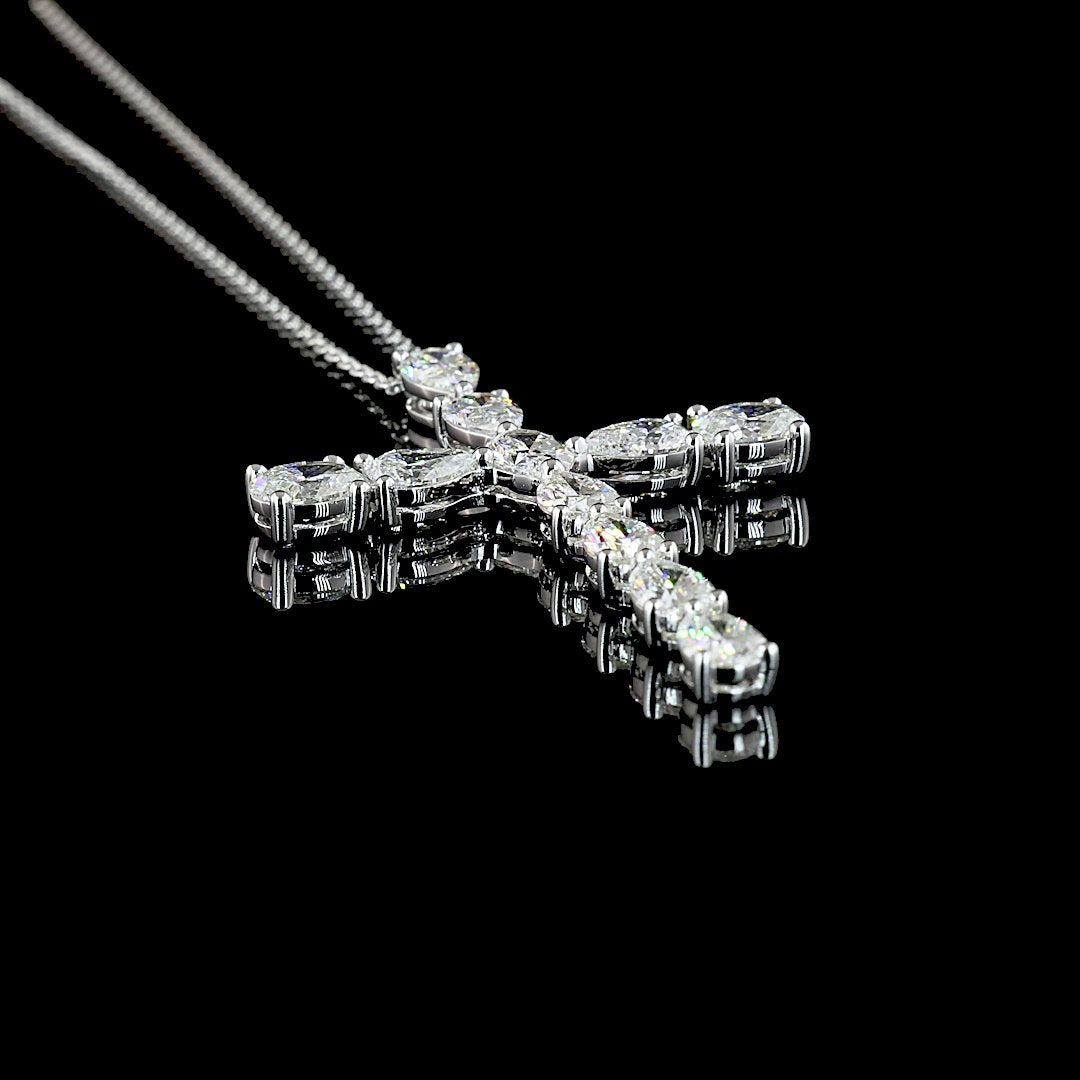 14kt White Gold Lab Diamond Cross Pendant