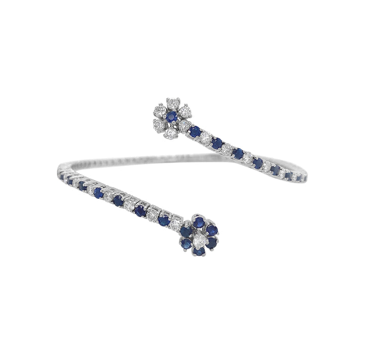 14kt White Gold Diamond and Sapphire Bangle