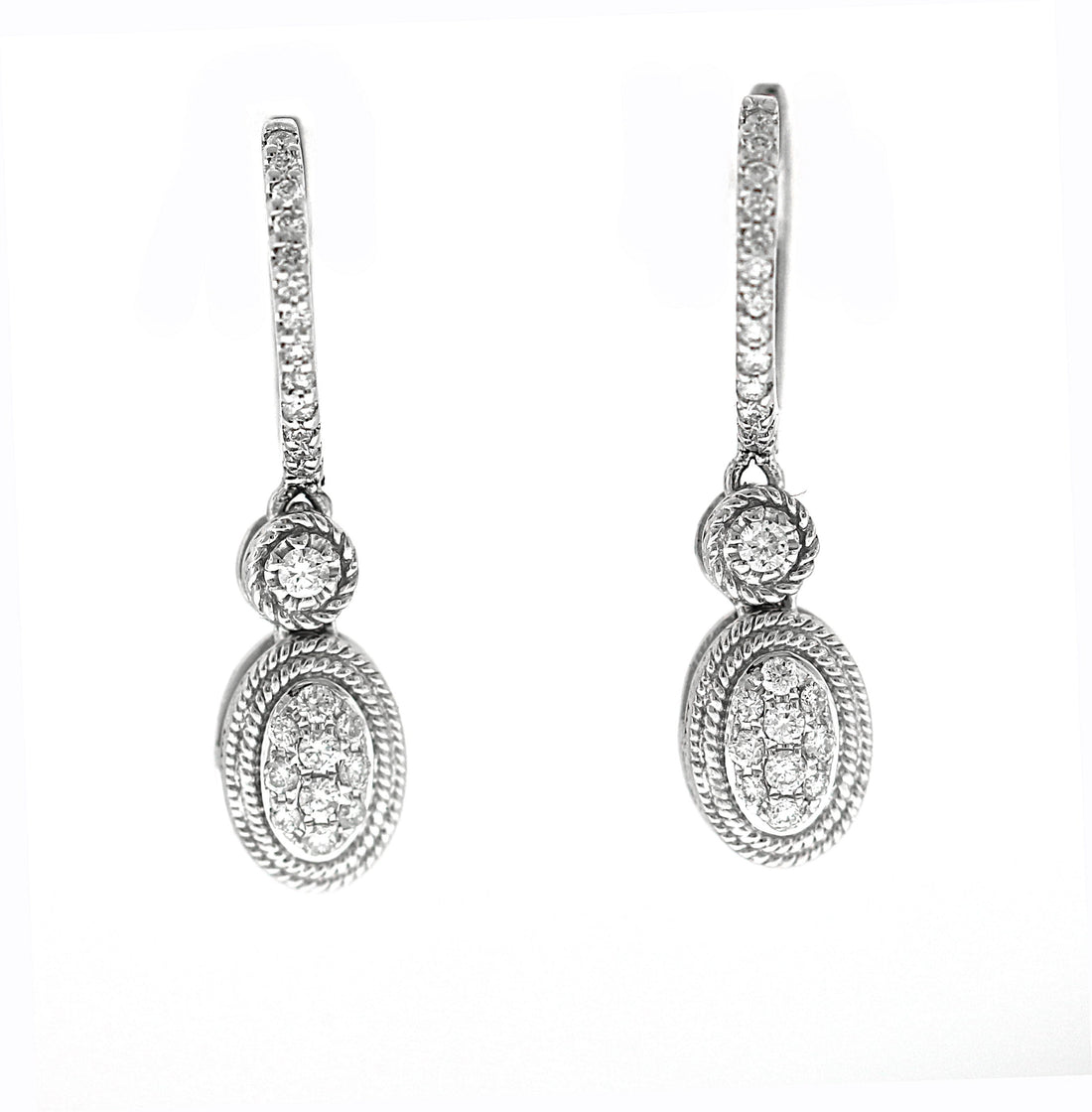 18kt White Gold Diamond Dangling Earrings