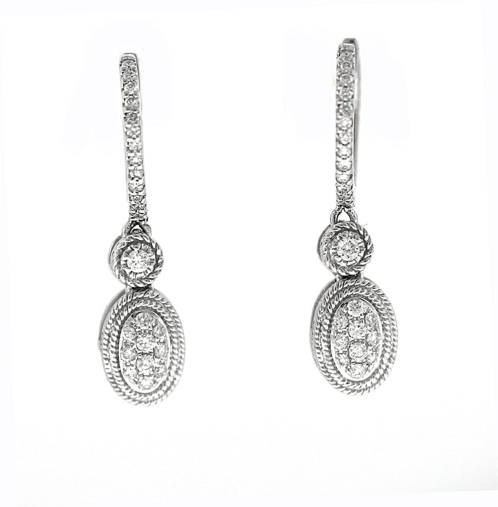 18kt White Gold Diamond Dangling Earrings