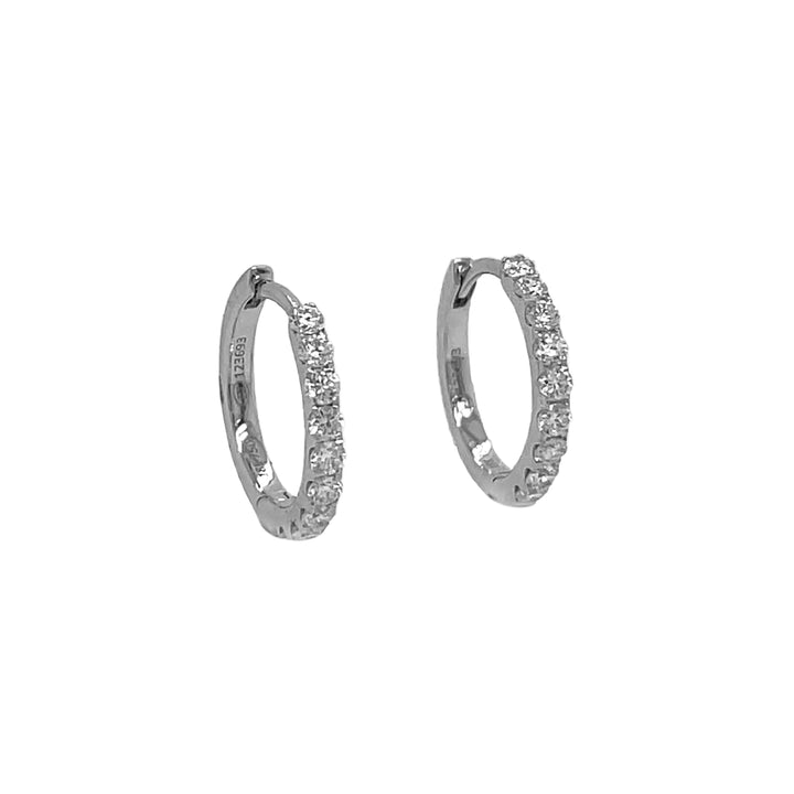 18kt White Gold Diamond Huggie Earrings.