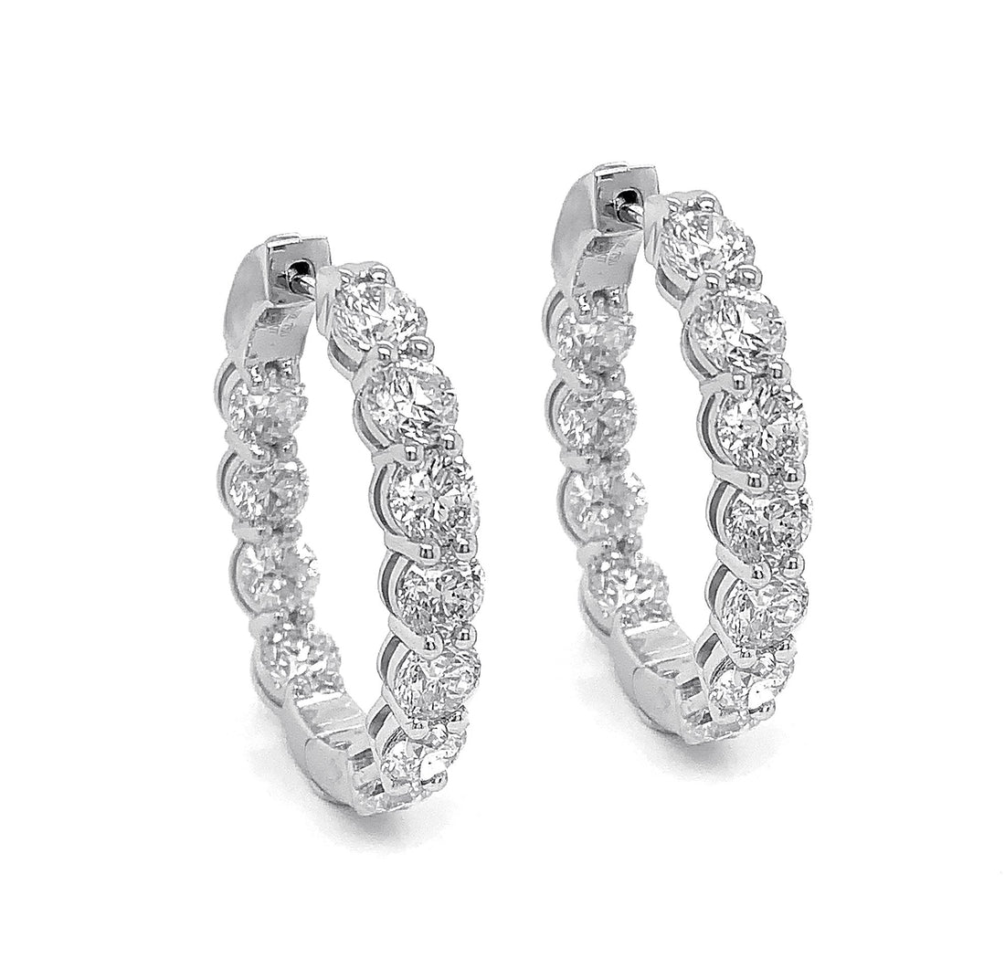 18kt White Gold Diamond Hoops