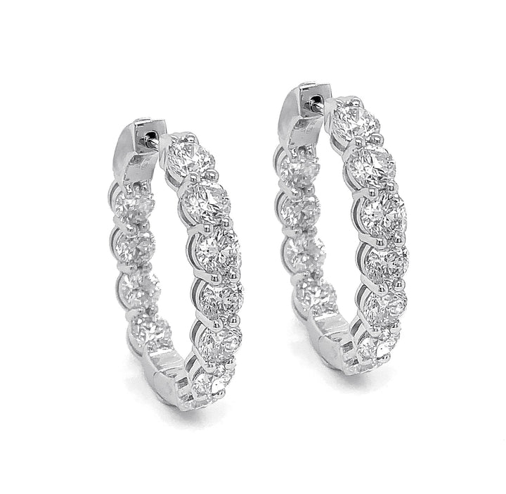 18kt White Gold Diamond Hoops