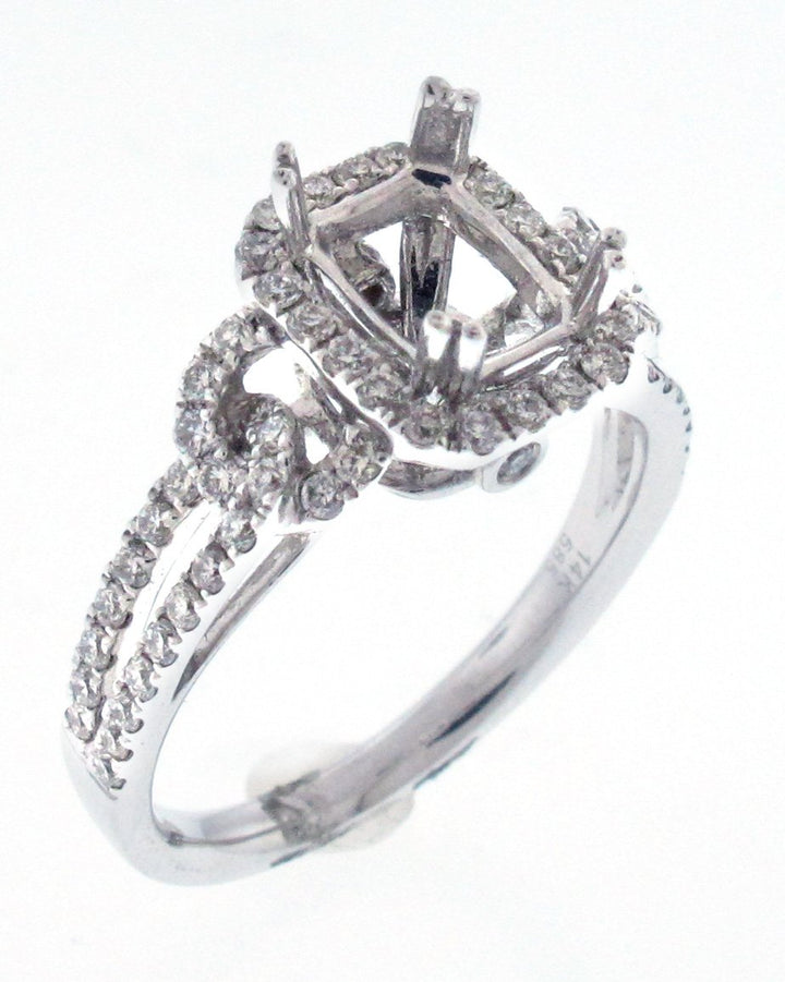 18kt White Gold Diamond Halo Semi Mount