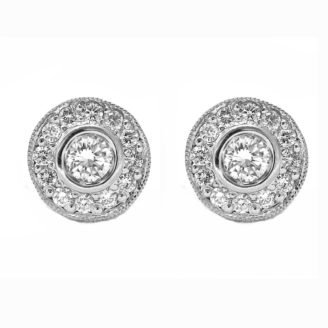 14kt White Gold Diamond Cluster Earrings
