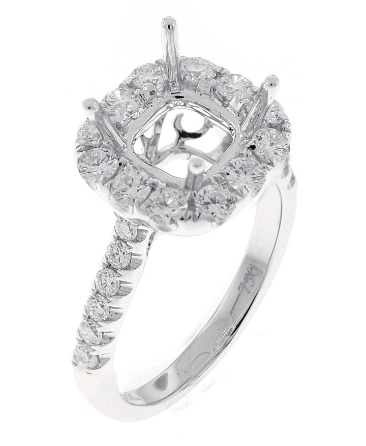 18kt White Gold Diamond Halo Semi Mount