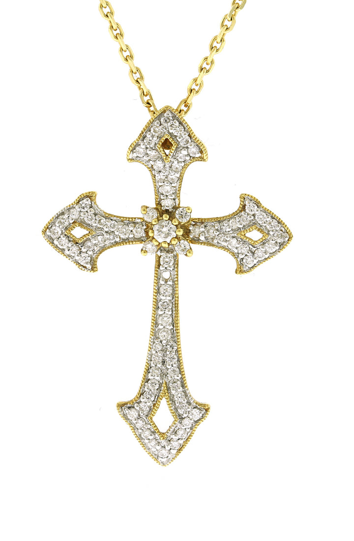 18kt Yellow Gold Diamond Cross Pendant