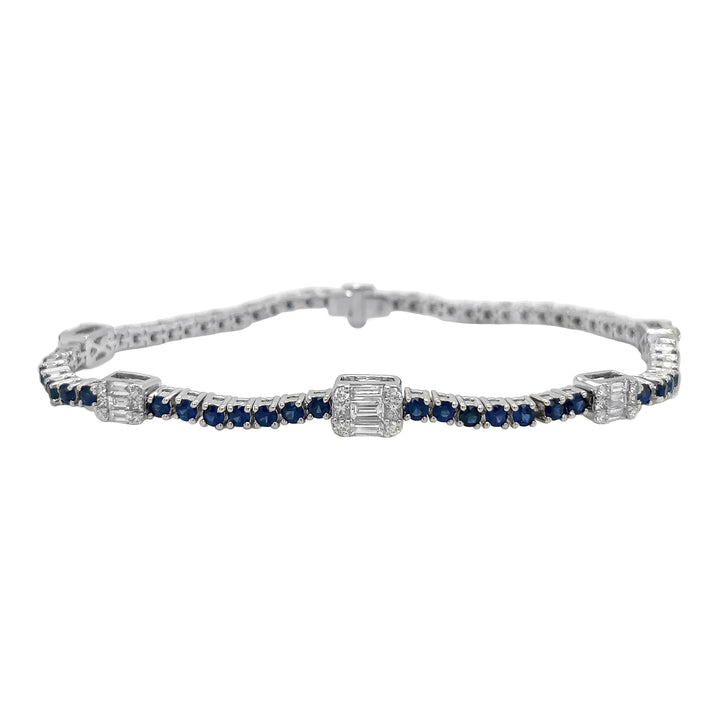 18kt White Gold Diamond And Sapphire Tennis Bracelet
