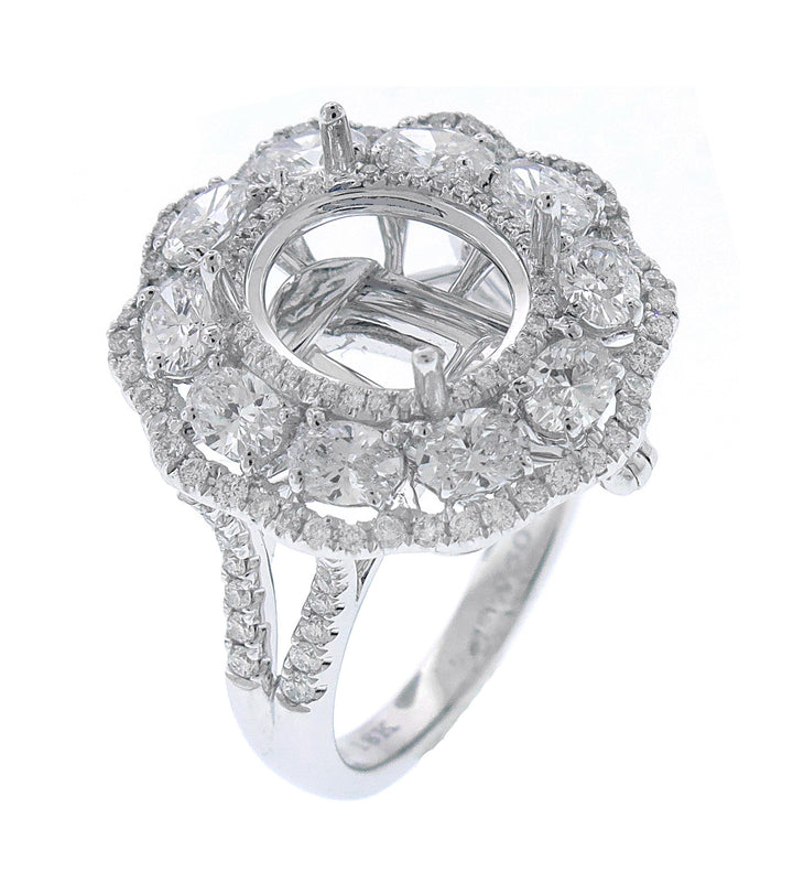 18kt White Gold Diamond Halo Semi Mount
