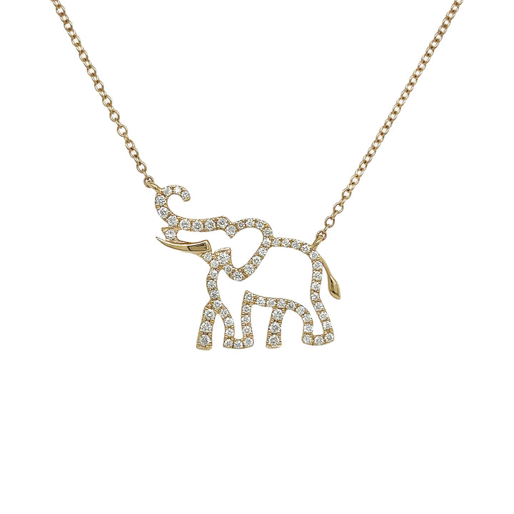 18kt Yellow Gold Diamond Elephant Design Pendant