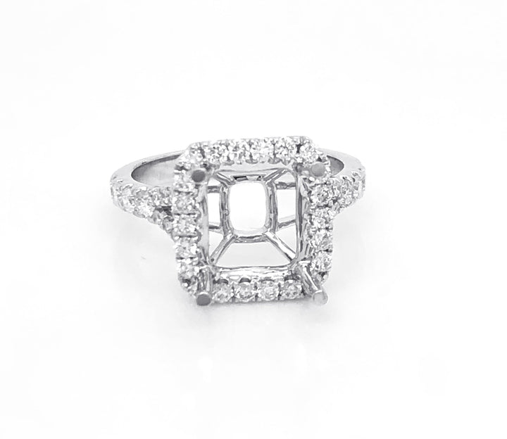 18kt White Gold Diamond Halo Semi Mount