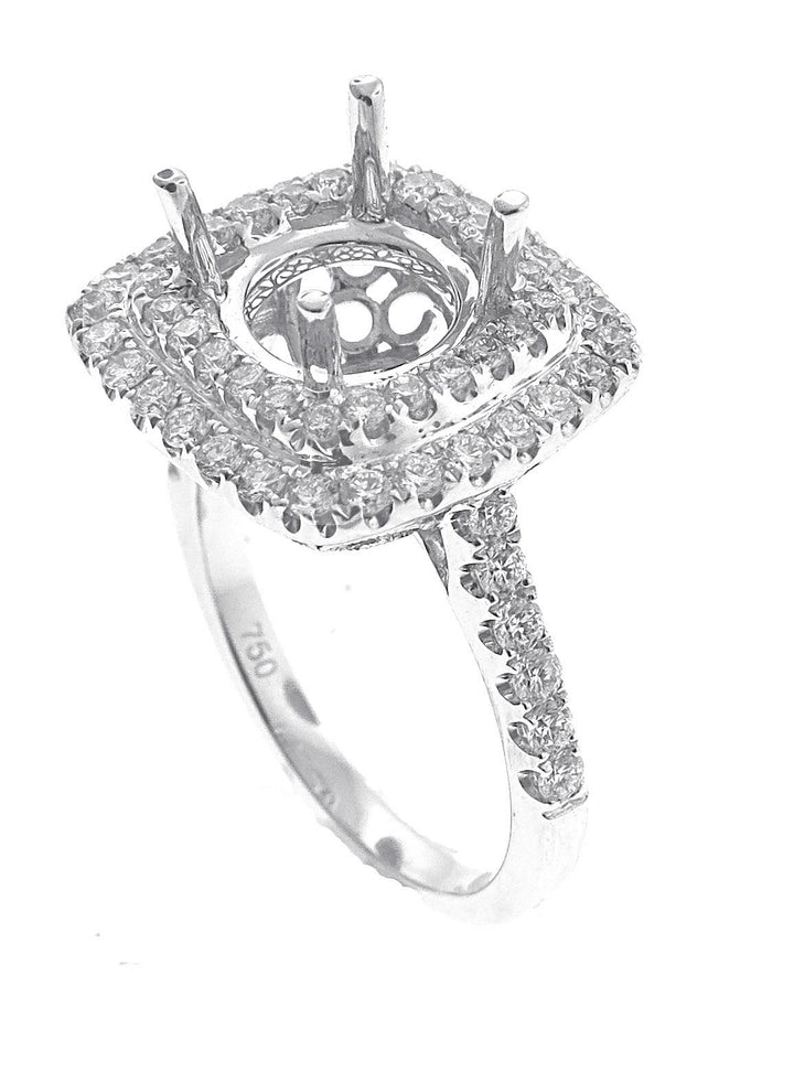 18kt White Gold Diamond Halo Semi Mount