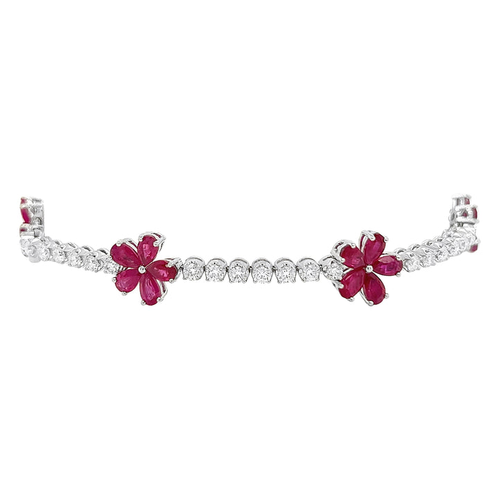 18kt White Gold Diamond And Ruby Bracelet
