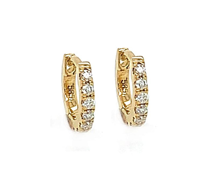 14kt Yellow Gold Diamond Huggie Earrings