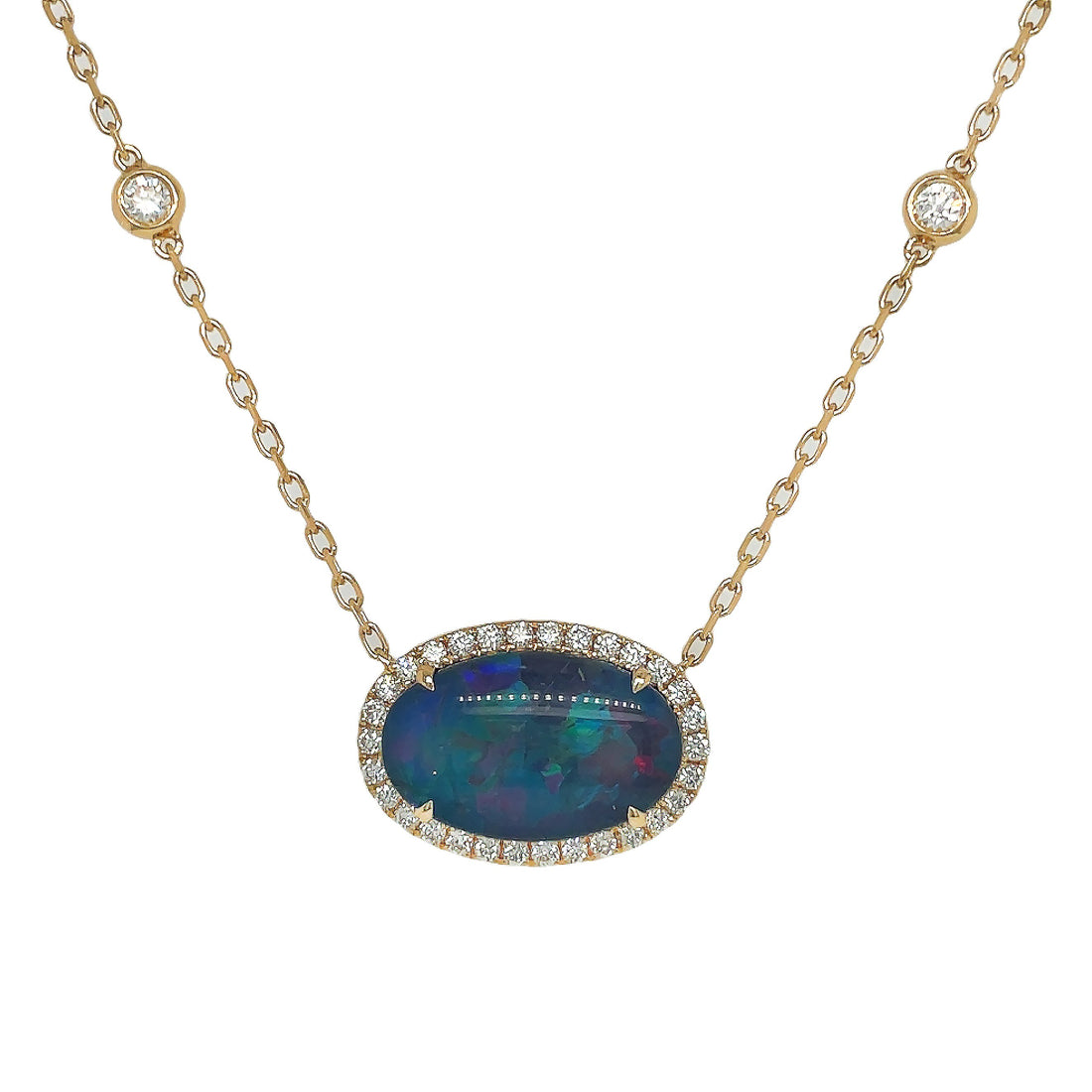 18kt Yellow Gold Dimaond and Opal Pendant