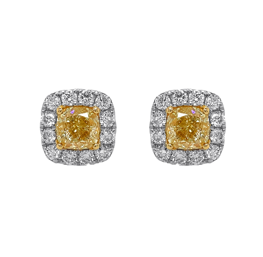 18kt White And Yellow Gold Diamond Earring