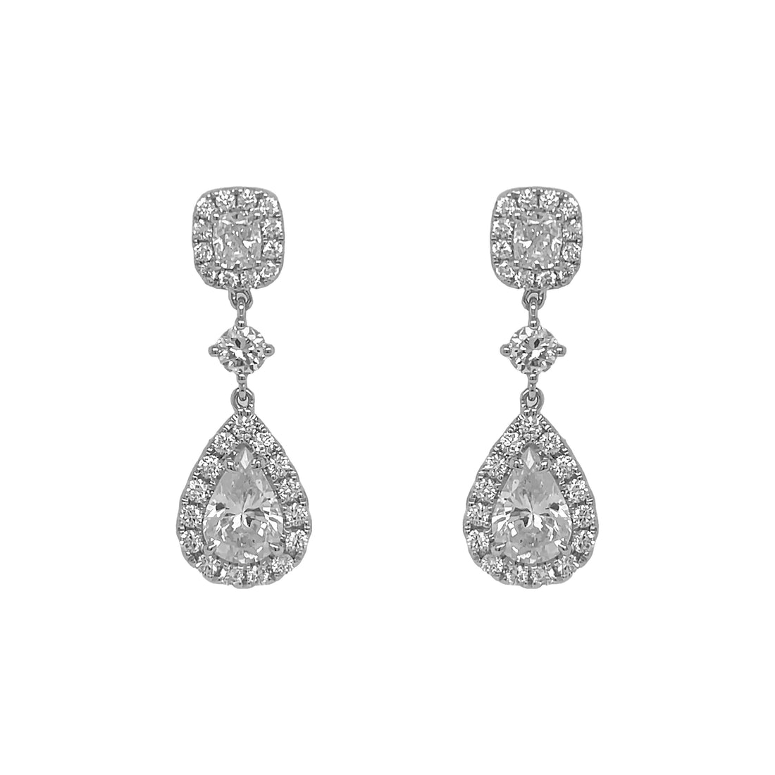 18kt White Gold Diamond Dangling Earrings