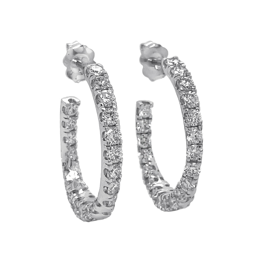 14Kt White Gold Lab Diamond Inside-out Hoops