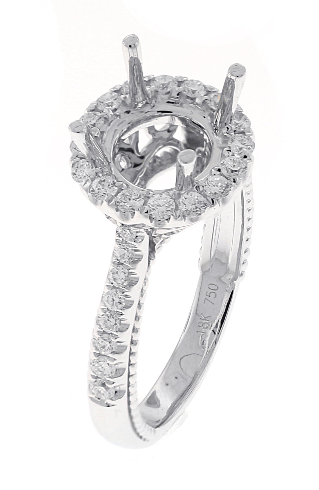 18kt White Gold Diamond Halo Semi Mount