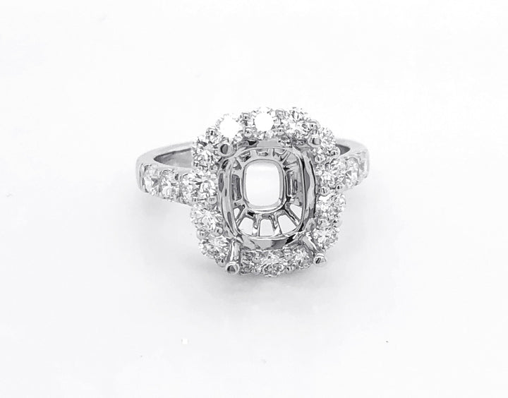 18kt White Gold Diamond Halo Semi Mount