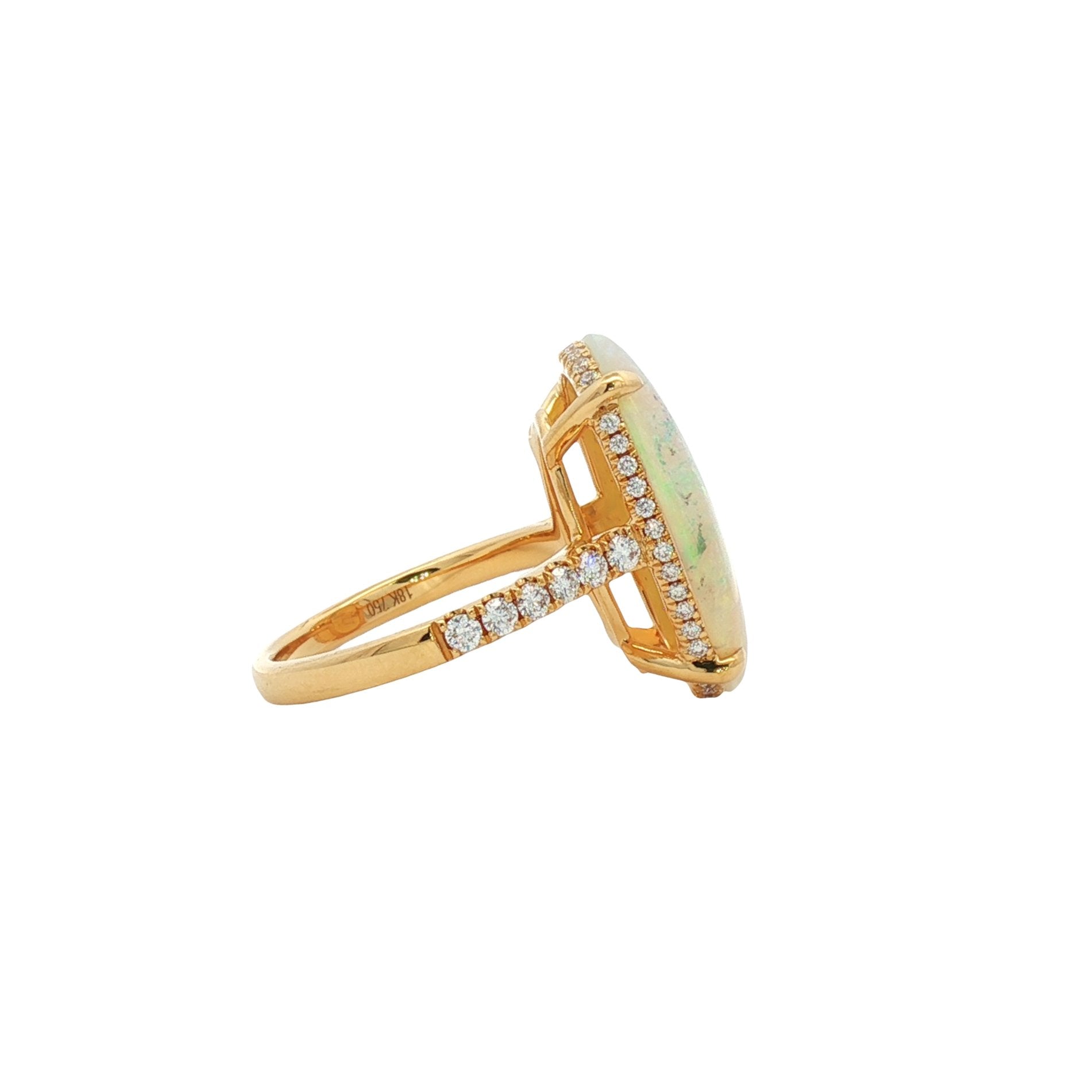 18kt White Gold Diamond And Opal Ring