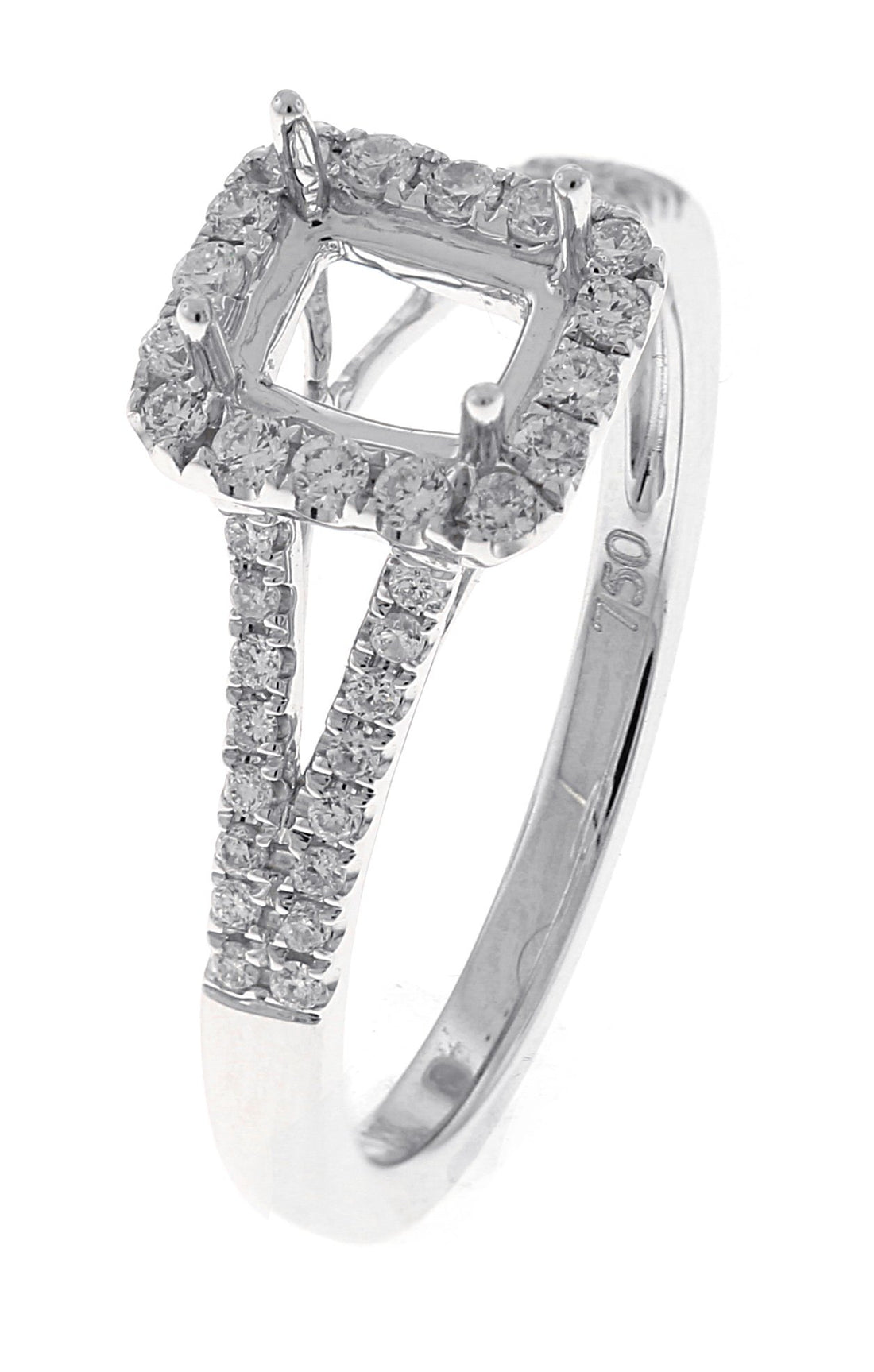 18kt White Gold Diamond Halo Semi Mount