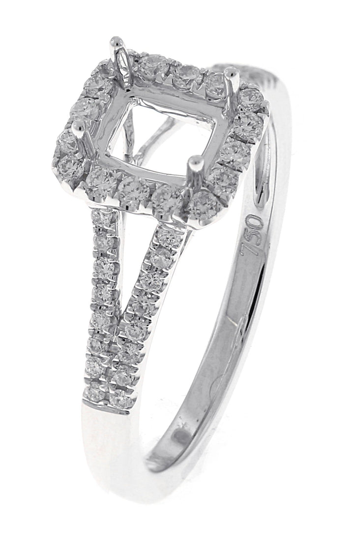 18kt White Gold Diamond Halo Semi Mount