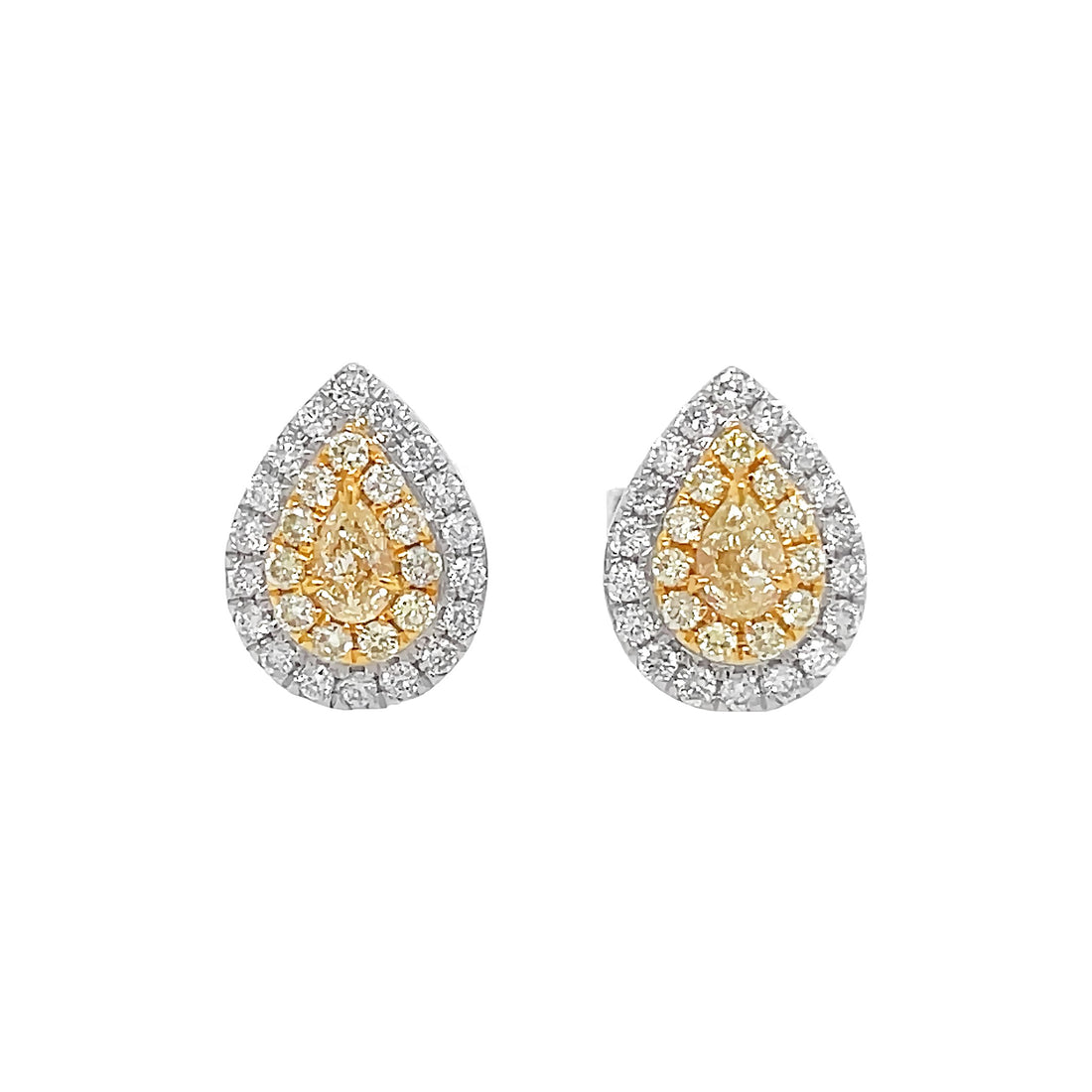 18kt Yellow and White Gold Yellow Diamond Earrings