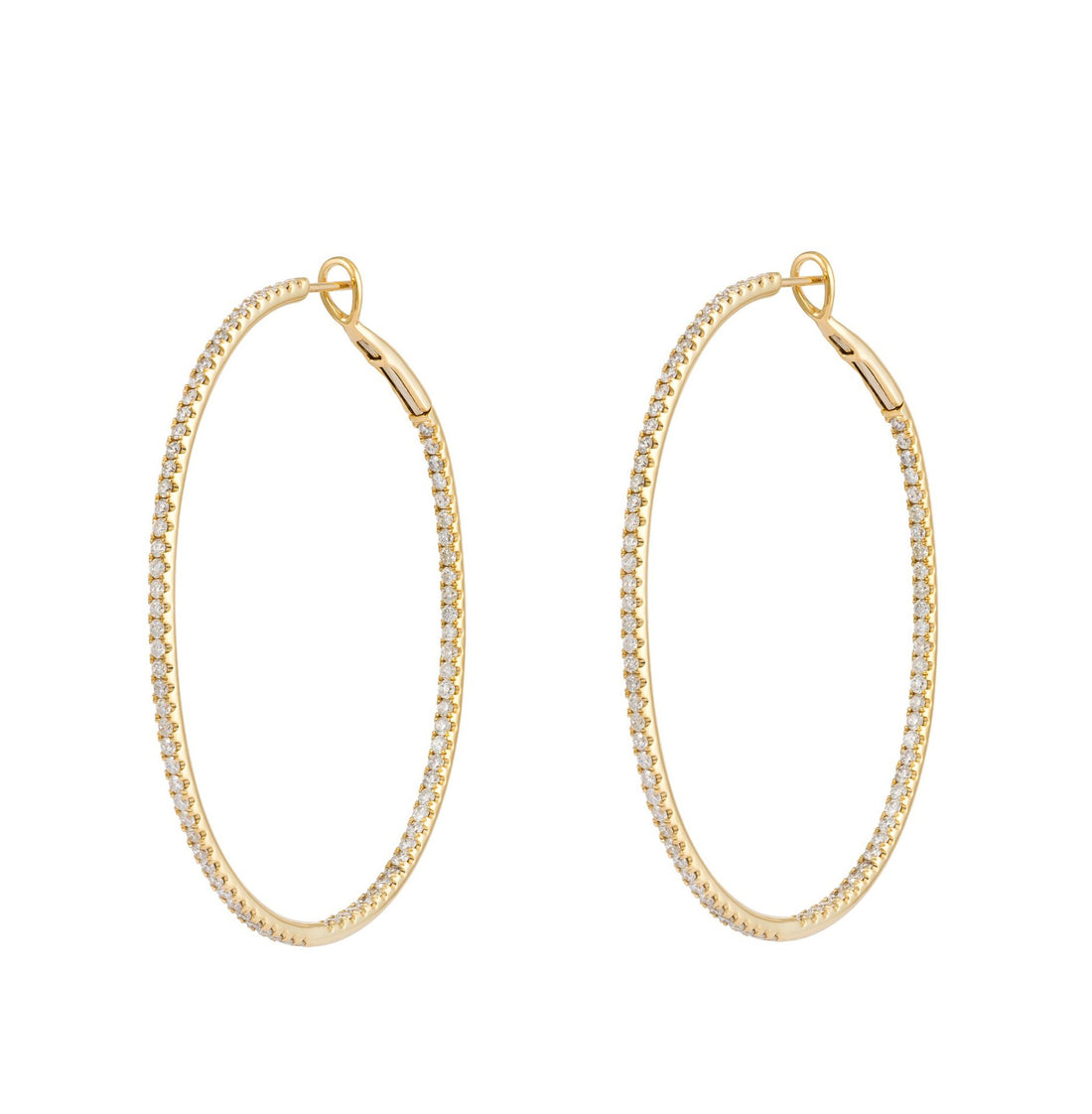18kt Yellow Gold Diamond Hoops