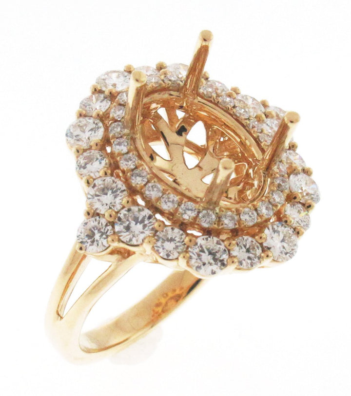18kt Yellow Gold Diamond Halo Semi Mount