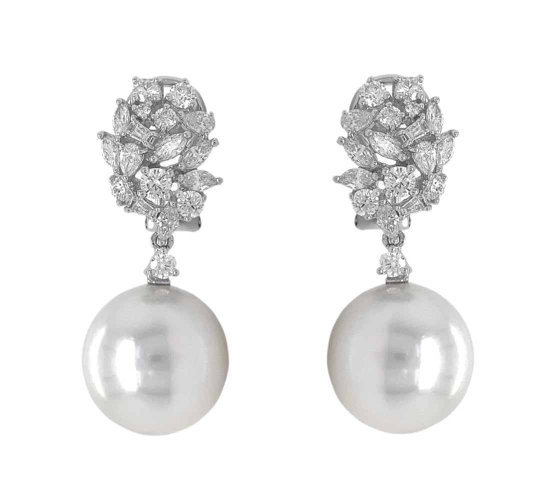18kt White Gold Diamond and Pearl Earring