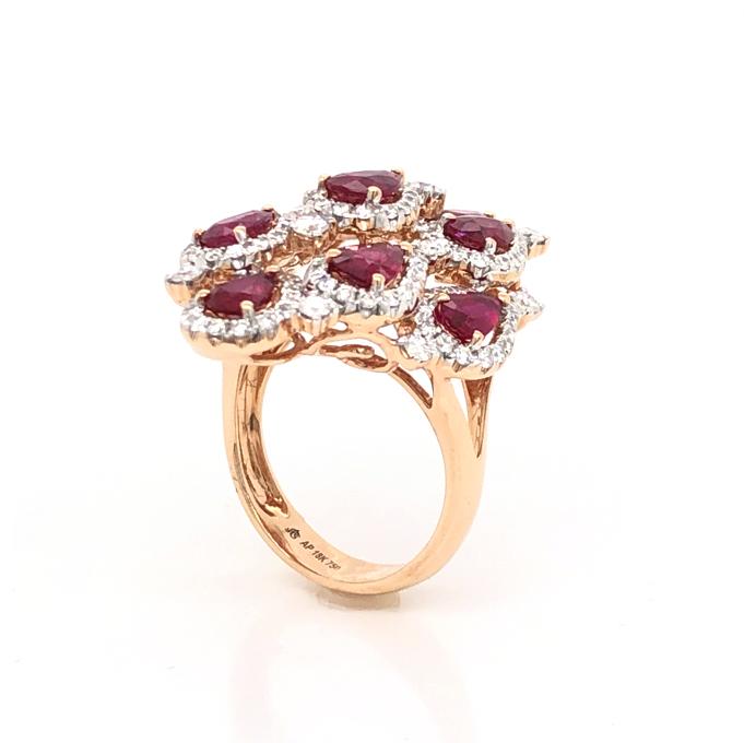18kt Rose Gold Diamond And Ruby Ring