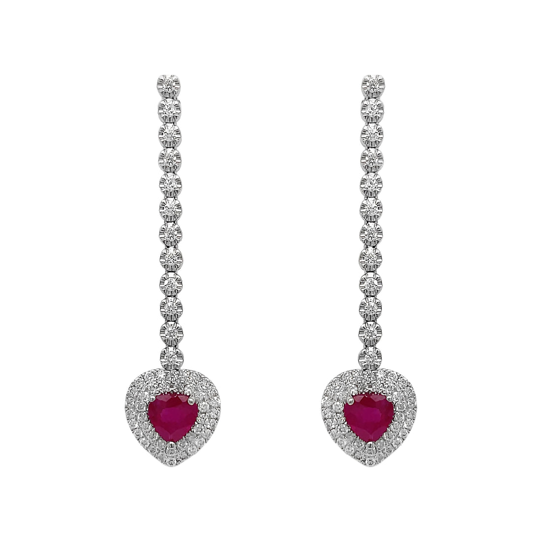 18kt White Gold Diamond And Ruby Earrings