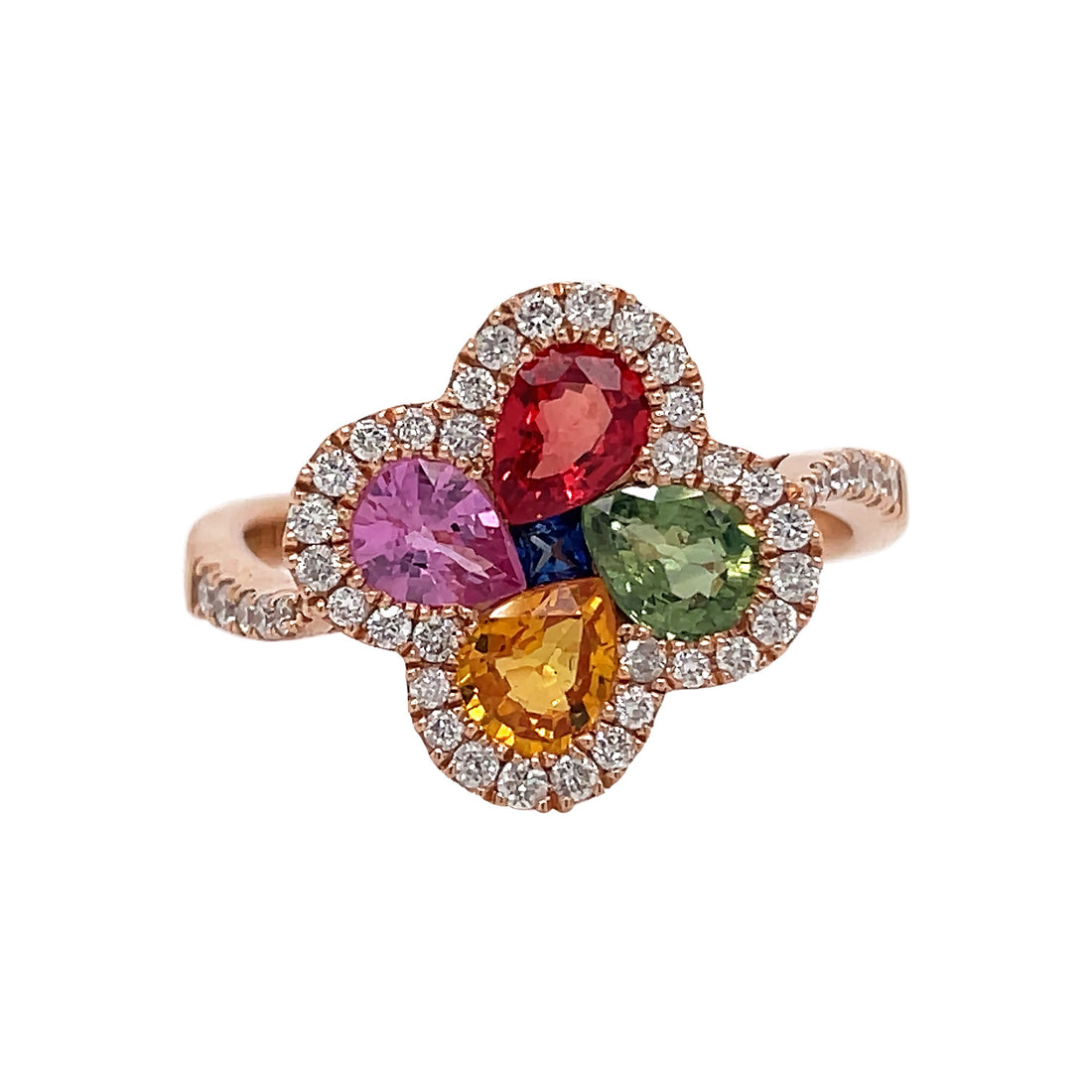 18kt Rose Gold Diamond And Sapphire Ring.