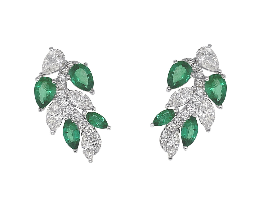 18kt White Gold Diamond and Emerald Earrings