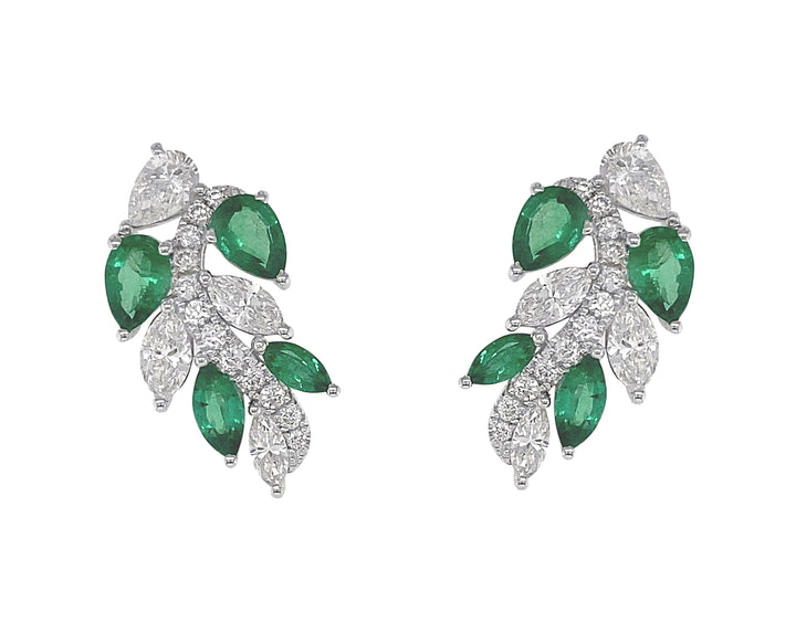18kt White Gold Diamond and Emerald Earrings