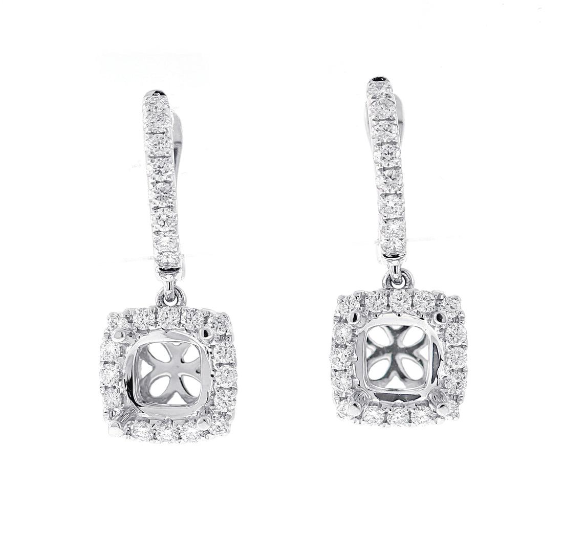 18kt White Gold Diamond Dangling Earrings Mounting