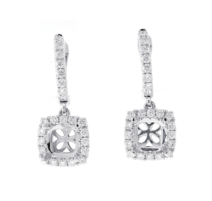 18kt White Gold Diamond Dangling Earrings Mounting