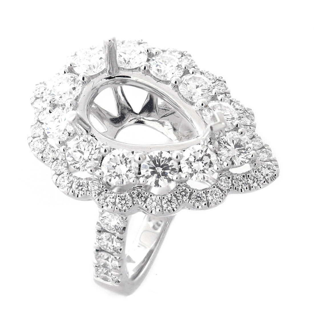 18kt White Gold Diamond Halo Semi Mount