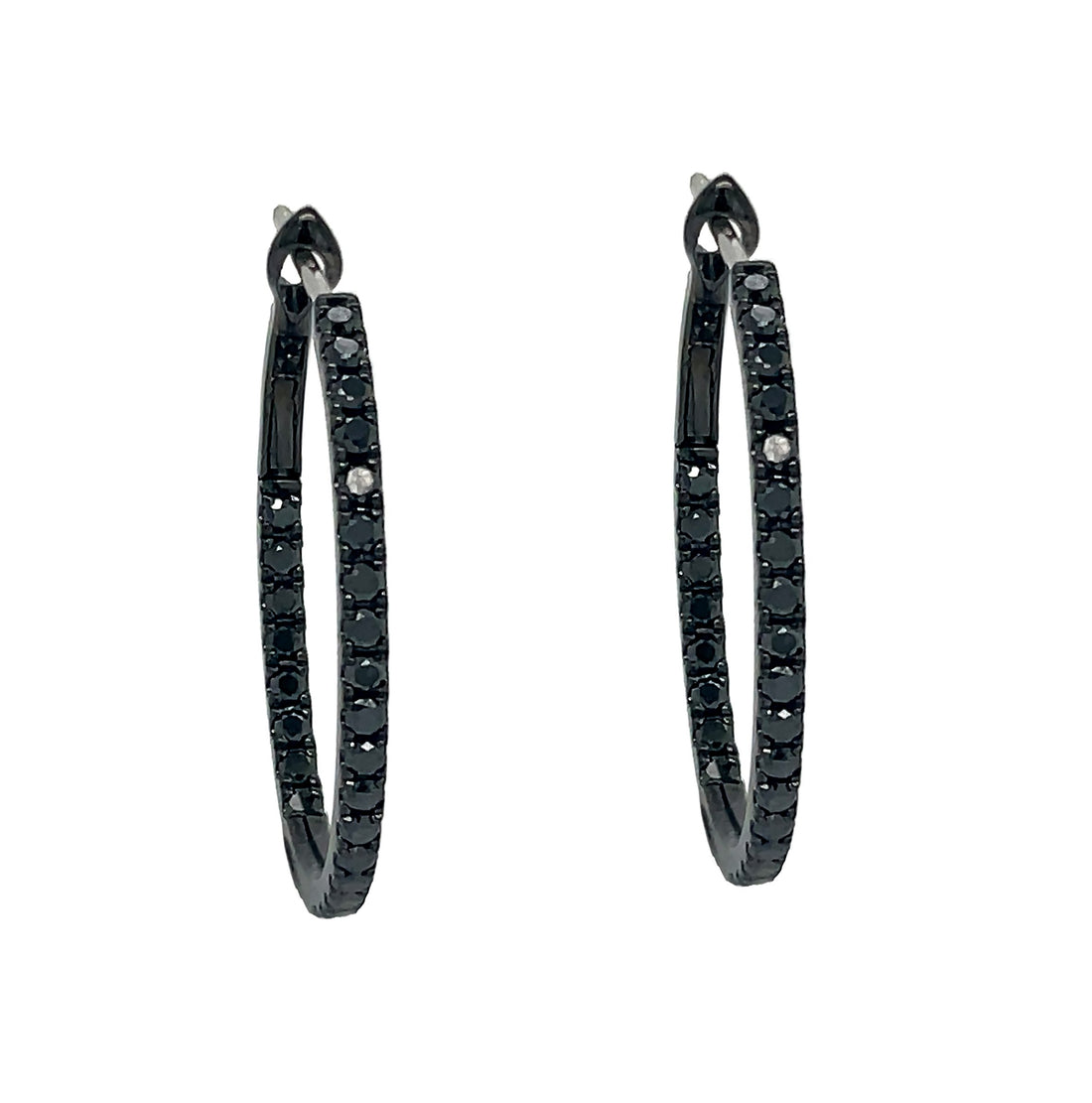 18kt Black Gold And Black Diamond Hoops