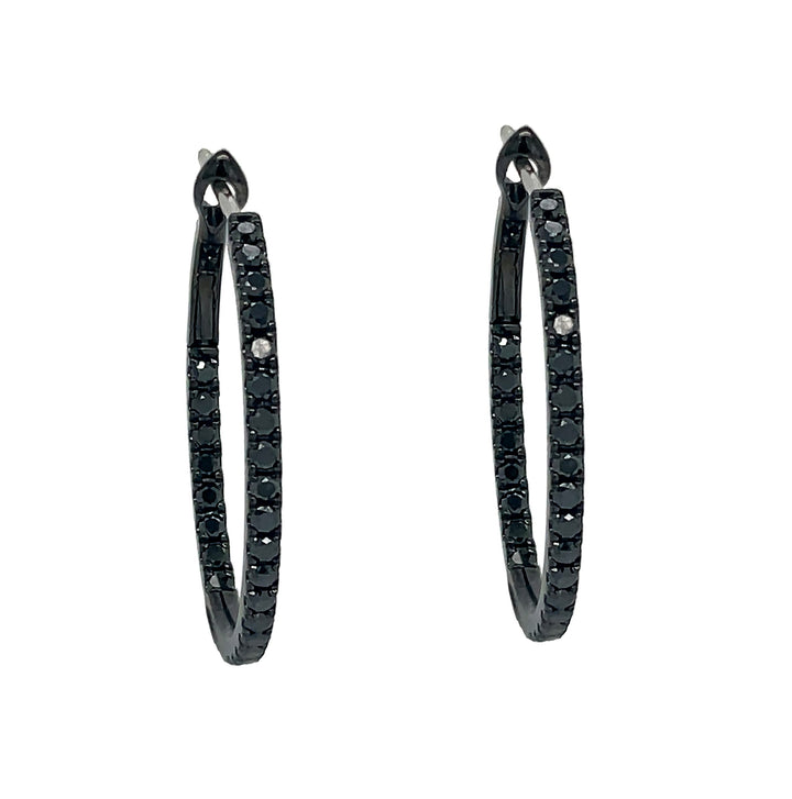 18kt Black Gold And Black Diamond Hoops
