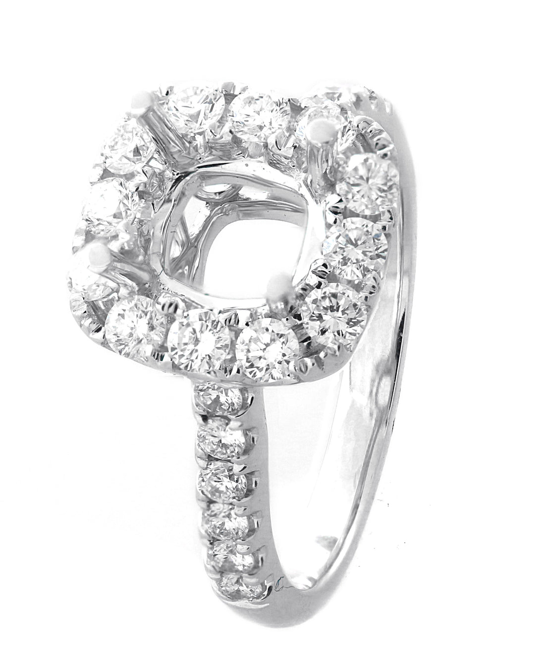 18kt White Gold Diamond Halo Semi Mount